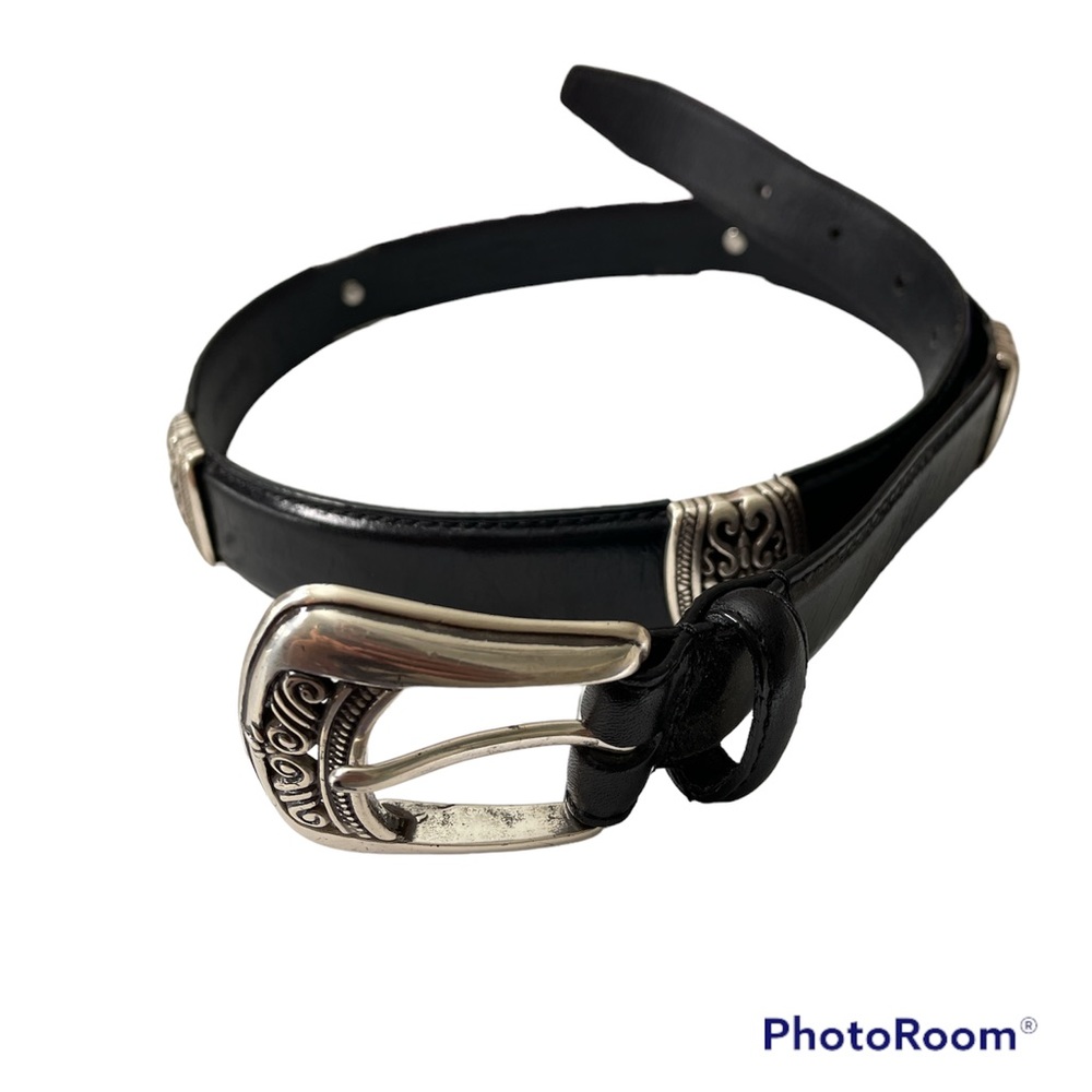 Fossil leather belt with silver accent detail